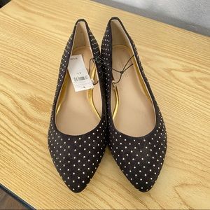 NWT Banana Republic Black Flats gold stud Size 6.5